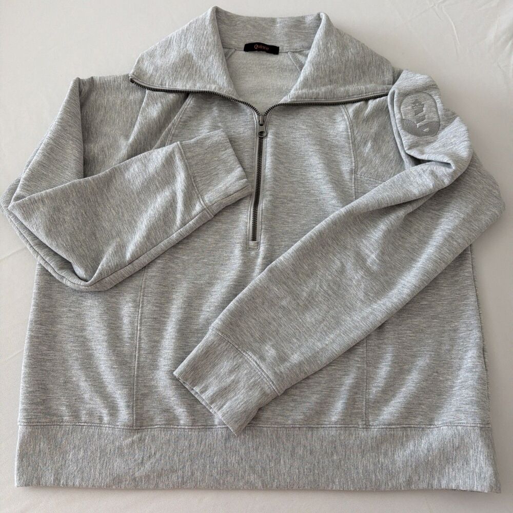 Quince M Supersoft Fleece Half Zip Heather Gray Long Sleeve Pullover Lighthouse - Picture 5 of 14